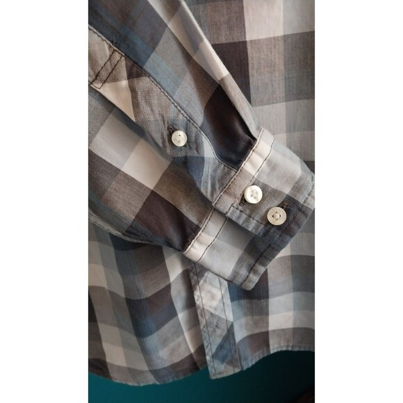 Mens Guess Long Sleeve Western Cowboy Shirt XL Blue and Gray - Picture 6 of 9